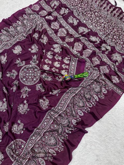 Vastrangan ajarakh print gujarat wholesale saree market